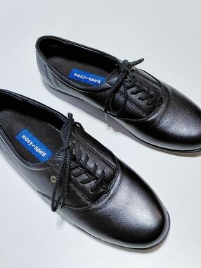 EASY SPIRIT Women's Motion Black Lace-Up Leather Oxford Flat Shoe Size 8.5N